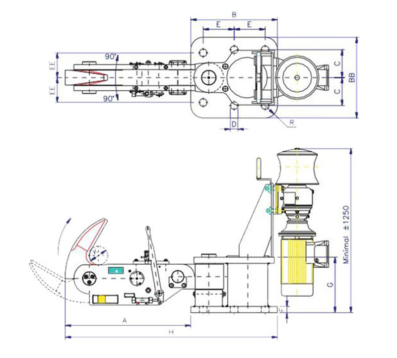 Drawing of Single Hook Type Electrical Release Towing Hook.jpg